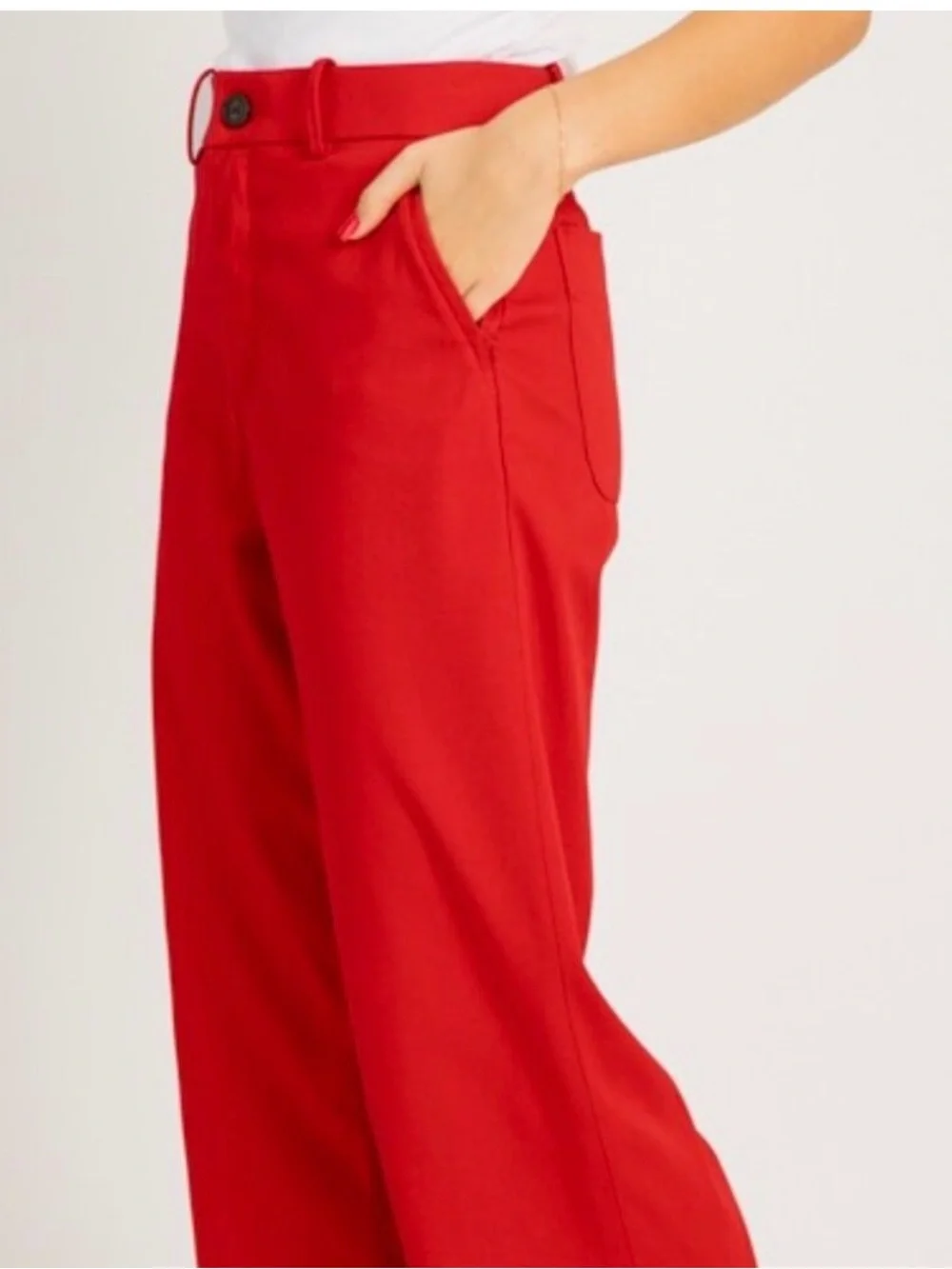 Spanx supersmooth Stretch Twill Cropped Wide Leg Pants - Red - Picture 2 of 7